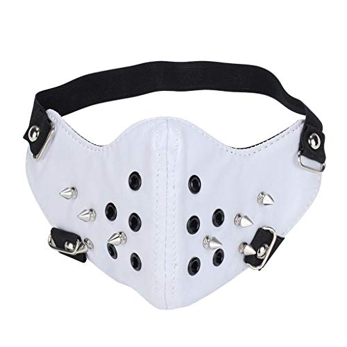 RANTA Punk Rock Negro Unisex Motocicleta Punk Hallowin Cosplay Estilo Metal Remache Máscara | Mascarilla filtrada antipolución | Mascarillas Reutilizables