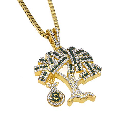 Rap Jewelry Hippo Tide - Bolsa de dinero, diseño de árbol de dólares, 123, dorado, boxchain