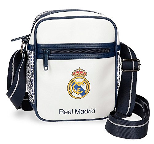 Real Madrid RM Leyenda Bolso Bandolera, 21 cm, 2.5 litros, Blanco