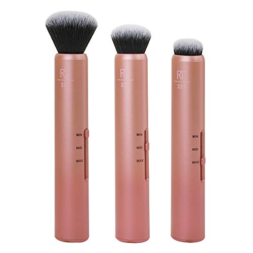 Real Techniques - Brocha de maquillaje 3-in-1, tres posiciones para tres aplicaciones diferentes, ideal para maquillaje y corrector