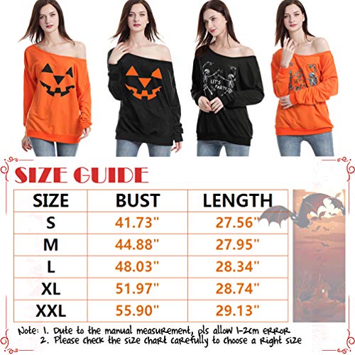 Reciy Mujeres Halloween Sweatshirt Suéter Calabaza Impresas Sudaderas Pulóver Jerséis Tops S Naranja