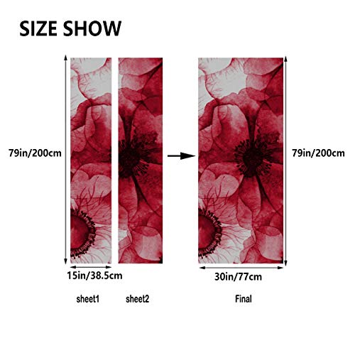 Red Spring Romantic Flower Fragancia Vinilo autoadhesivo Papel tapiz clásico extraíble Art Door Decal 30x79 Inch (77x200cm) 2 Piezas