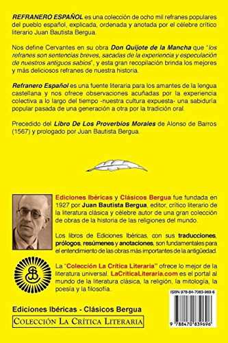 Refranero Español, Juan Bautista Bergua; Colección La Crítica Literaria por el célebre crítico literario Juan Bautista Bergua, Ediciones Ibéricas