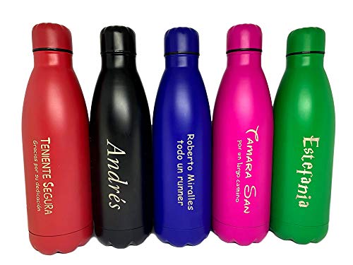 regalo grabado Botella Personalizada de Agua con Texto (Azul)