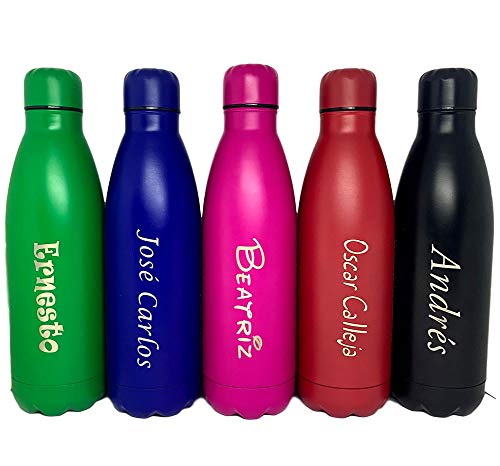 regalo grabado Botella Personalizada de Agua con Texto (Azul)