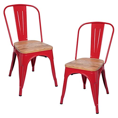 Regalos Miguel - Packs Sillas Comedor - Pack 2 Sillas Torix Madera Natural - Rojo - Envío Desde España