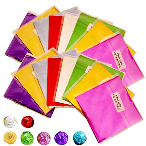 Rekkles 100pcs Plaza envolturas de Papel de Aluminio de Colores Paquete de Chocolate envolturas Paquete de Dulces de Caramelo de Chocolate Lollipops