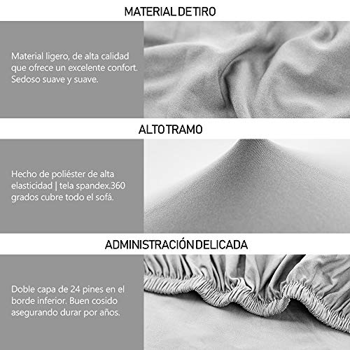 Relax love Funda de Sofá Chaise Longue Brazo Izquierda Elástica Modelo,diseñada para una combinación de 2 Piezas,TAMAÑO Desde 190 a 300cm (Gris, 190-230cm+230-300cm)