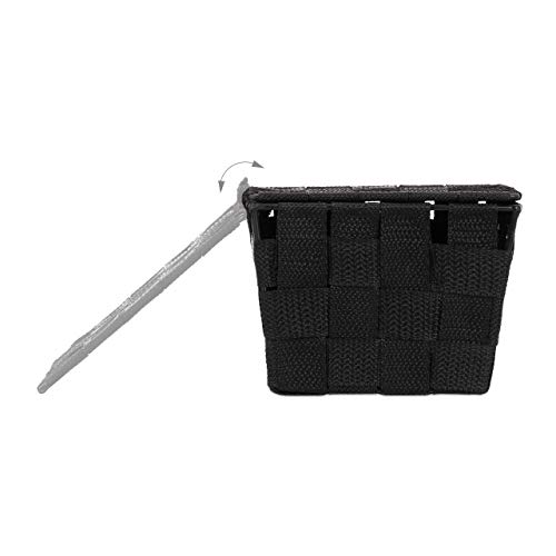 Relaxdays Caja de almacenaje con tapa, Cesta de almacenamiento, PP, 10,5 x 19,5 x 14,5 cm, 1 Ud., Negro