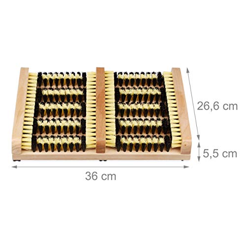 Relaxdays Cepillo Zapatos para Exterior, Felpudo de Cerdas Gruesas y Base Antideslizante, Madera-PVC, Marrón