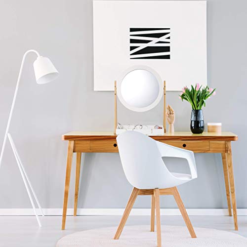 Relaxdays Espejo Maquillaje Giratorio con Bandeja, Bambú-DM-Cristal, Blanco-Marrón, 32,5 cm de diámetro