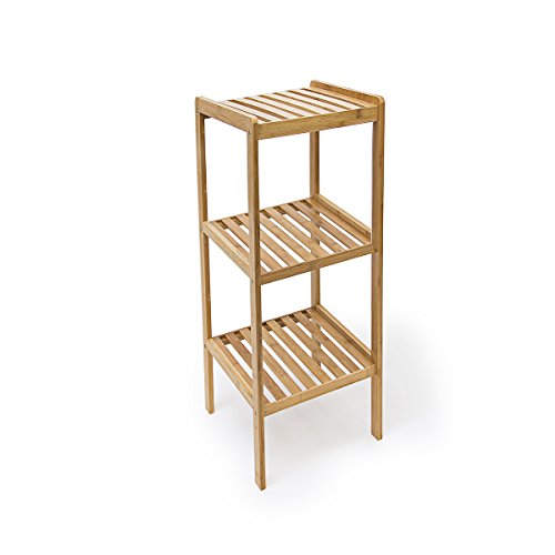 Relaxdays - Estanteria de baño, Hecha de bambú, 33 x 33 x 79 cm, 3 Niveles, Color marrón, Estante