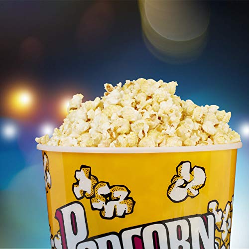 Relaxdays Set de 2 cuencos para palomitas, Noche de cine, 10L, Ø24cm, Reutilizable, Amarillo-Blanco