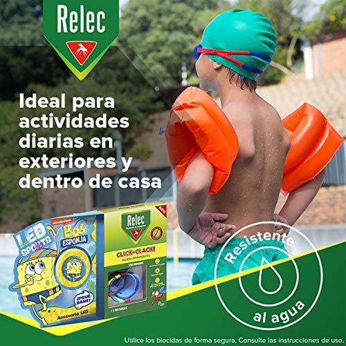 Relec Relec Pulsera Antimosquitos Bob Esponja Natación | Eficaz Contra El Mosquito Tigre. Resistente Al Agua | Contiene 2 Recargas | Duración 2 Meses 150 g