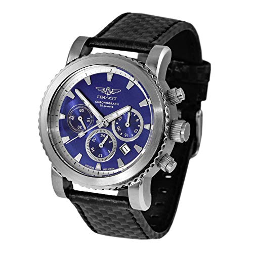 Reloj cronógrafo Poljot 31681, cronómetro, reloj mecánico de pulsera ruso P-Sports 43.S Sport Surfer