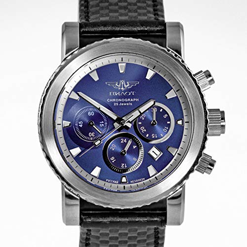 Reloj cronógrafo Poljot 31681, cronómetro, reloj mecánico de pulsera ruso P-Sports 43.S Sport Surfer
