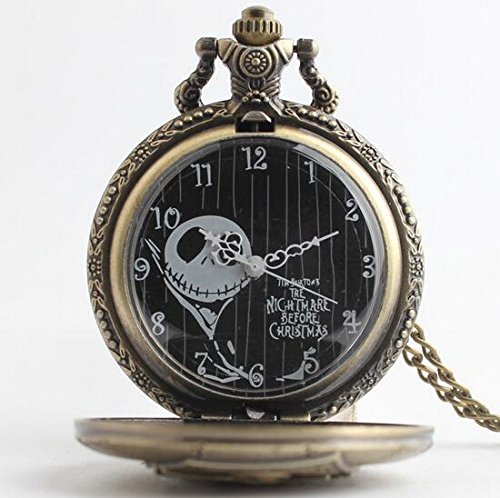 Reloj de bolsillo de calavera, de estilo vintage, envejecido, para colgar, con forma redonda