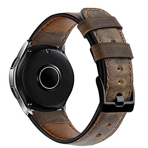 Reloj de Correa Cuero Compatible con TicWatch Pro/Pro 4G LTE / S2 / E2, Hombre Repuesto La Correa (22mm, Café y Marron)