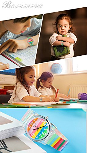 Reloj de pulsera para niños, niñas y adolescentes, con diseño de rayas de arcoíris, otoño 2017