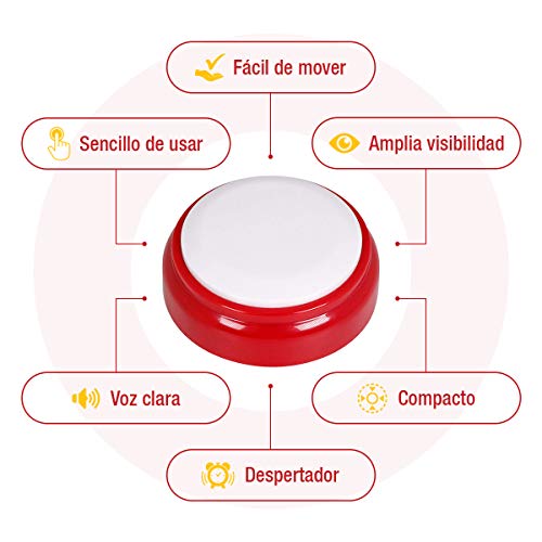Reloj Parlante con Voz en Español - Para Personas con Discapacidad Visual, Ciegas, de Edad Avanzada, Alzheimer - Ideal como Regalo para Abuelos - Despertador con Alarma Sin Luz