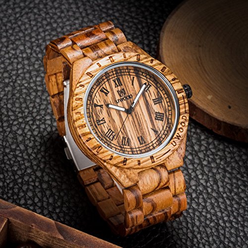 Relojes de madera para hombres con estilo con madera 100% natural veteada tipo cebra.