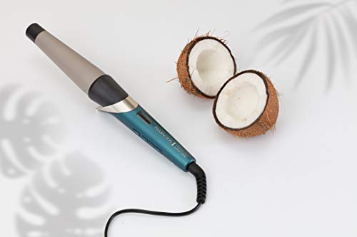 Remington Advanced Coconut Therapy CI86X8 - Rizador de pelo, Barril de 25-38 mm, Cerámica, Digital, Hasta 210 °C, Azul