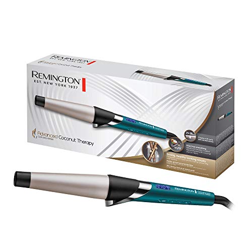 Remington Advanced Coconut Therapy CI86X8 - Rizador de pelo, Barril de 25-38 mm, Cerámica, Digital, Hasta 210 °C, Azul