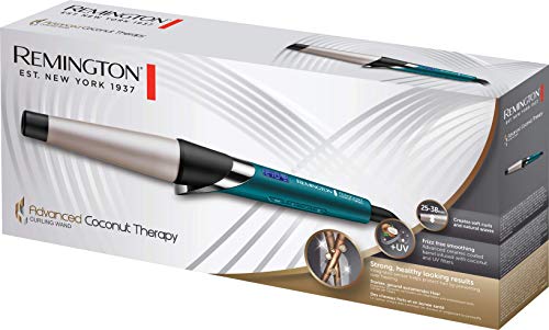 Remington Advanced Coconut Therapy CI86X8 - Rizador de pelo, Barril de 25-38 mm, Cerámica, Digital, Hasta 210 °C, Azul