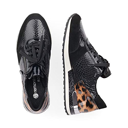 Remonte Mujer Zapatos de Cordones R2504, señora Calzado Deportivo,Calzado de Exterior,Ocio,Schwarz/Black/Natur / 03,37 EU / 4 UK