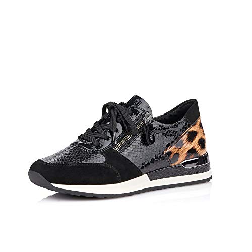 Remonte Mujer Zapatos de Cordones R2504, señora Calzado Deportivo,Calzado de Exterior,Ocio,Schwarz/Black/Natur / 03,37 EU / 4 UK
