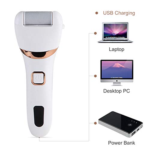 Removedor de callos eléctrico, para pedicura eléctrica, para el cuidado de los pies, cortacallos y durezas, recargable, con USB, con 2 rollos de repuesto