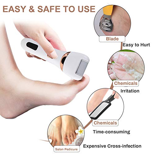 Removedor de callos eléctrico, para pedicura eléctrica, para el cuidado de los pies, cortacallos y durezas, recargable, con USB, con 2 rollos de repuesto