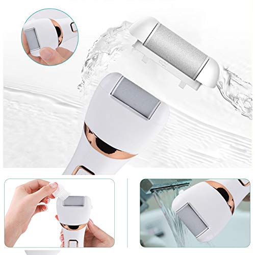 Removedor de callos eléctrico, para pedicura eléctrica, para el cuidado de los pies, cortacallos y durezas, recargable, con USB, con 2 rollos de repuesto