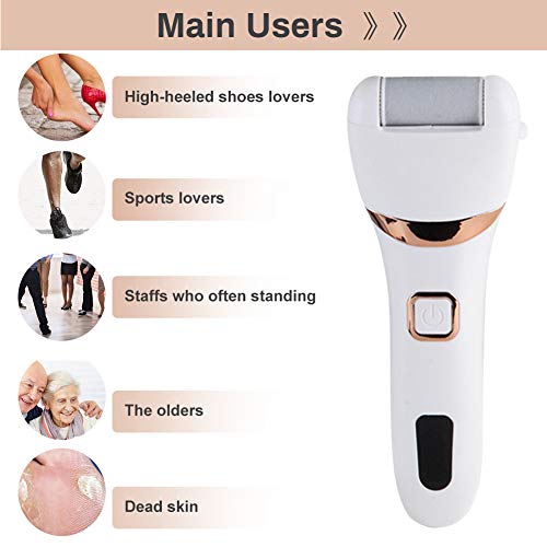 Removedor de callos eléctrico, para pedicura eléctrica, para el cuidado de los pies, cortacallos y durezas, recargable, con USB, con 2 rollos de repuesto