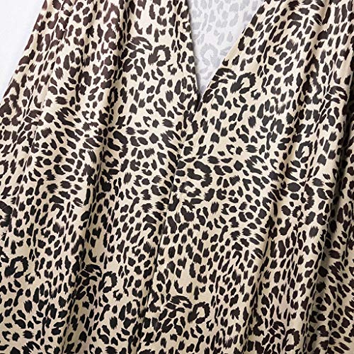 Reooly Moda Mujer Sexy de Manga Larga Casual Leopardo con Cuello en V Chaqueta Larga Chaqueta de Punto(,Medium)
