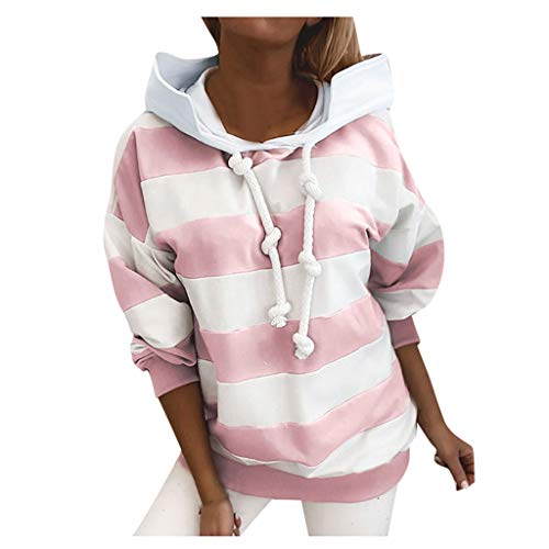 ReooLy Pull-Over, Sudadera con Capucha y Estampado navideño de Manga Larga para Mujer(Rosado，XXL)