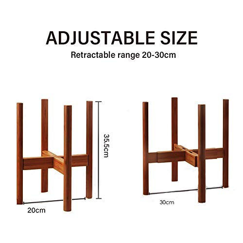 Reservilla Mid Century Wood Soporte ajustable para plantas, moderno soporte para macetas, para interiores y exteriores, 21-30 cm, Brown-1PC.