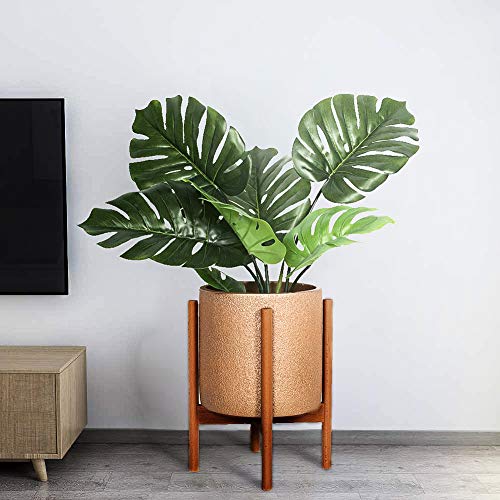 Reservilla Mid Century Wood Soporte ajustable para plantas, moderno soporte para macetas, para interiores y exteriores, 21-30 cm, Brown-1PC.