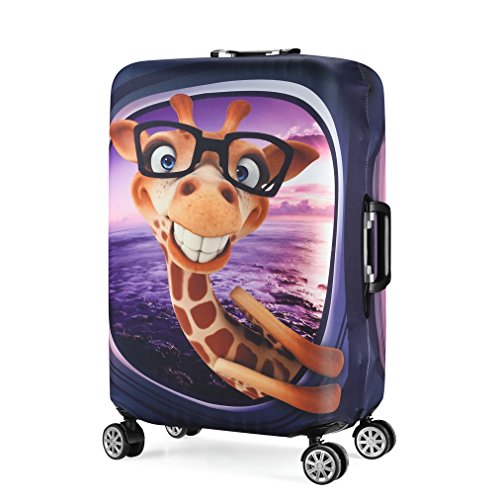 Resistente al Agua Print Trolley Case Funda Protectora para 22/23/24 Luggage Spandex Maleta antiara?azos Lavable Travel Case M Jirafa