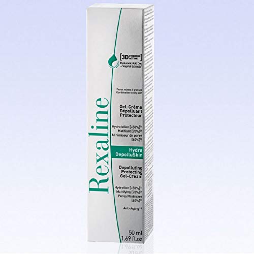 Rexaline - Hydra-Depolluskin - Gel crema protector - Tratamiento facial hidratante - Gel crema antipolución y antioxidante con moringa - Gel antiedad con ácido hialurónico - 50 ml