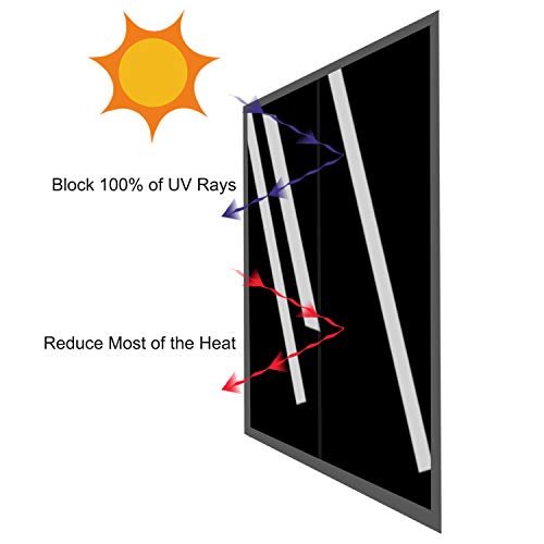 Rhodesy Vinilo Negro Mate Película para Ventana, Homegoo Estática Opaco Decorativa Papel para Cristal, Anti-UV Calor para Dormitorio y Sala de Estar, 45 x 200 cm (17.5 x 78.7 Inch)