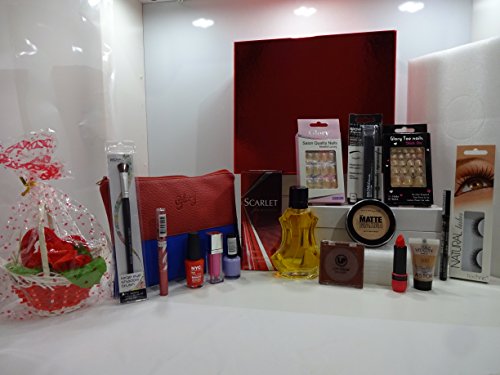 Rimmel London Beauty Blockbuster - Set de regalo para maquillaje y perfume, incluye cesta de flores con base Astor, 15 piezas