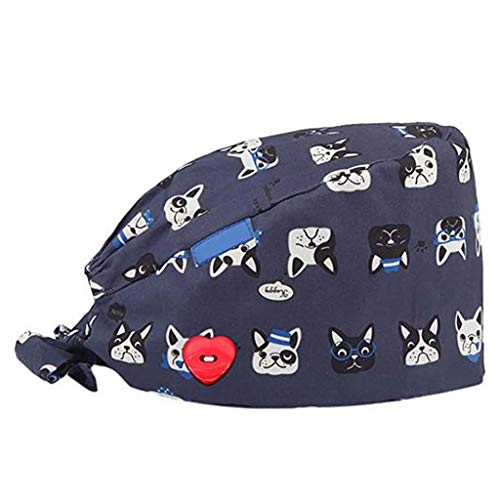 riou Gorro Quirúrgico Estampado Ajustable Médico Enfermera Sombrero Quirofano Reutilizable Gorro de Cirugía para Pelo Largo Corto Gorro de Trabajo