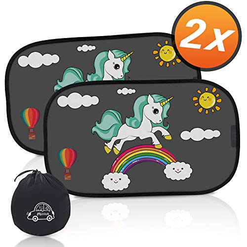 RIRGI Parasol Coche Bebe, Parasol Coche Infantil Lateral, Bloqueo de Rayos UV Nocivos, Parasoles Autoadhesivo para Proteger del Sol a Bebés y Mascotas, 2 Unidades 52x30.5CM (Negro)