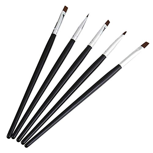 RK-HYTQWR 5Pc Nail Art Tool Set ACR¨ªlico UV Gel Salon Pen Kit de Cepillo Plano Herramienta de Puntos, Pluma de fototerapia de u?as