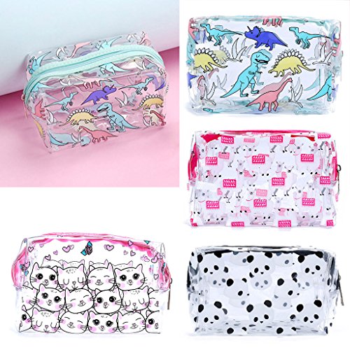 RK-HYTQWR Lindo Transparente plástico Transparente PVC Viaje Maquillaje cosmético artículos de tocador Bolsa con Cremallera Bolsa, Bolsa de cosméticos de gelatina de Gato, Gato