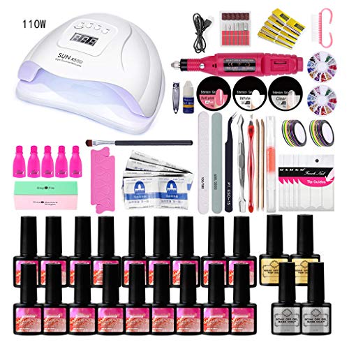 RK-HYTQWR Nail Set Secador de l¨¢mpara LED UV con Colores Esmalte de u?as en Gel Juego de m¨¢quina de Taladro de u?as, Nuevo Esmalte de u?as