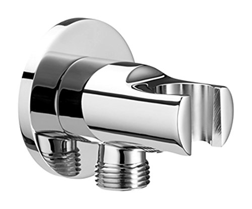Roca  - Toma de agua cromada de 1/2" para flexible de ducha con soporte para ducha de mano integrado . Recambios originales de grifería. Ref. A5053225A0