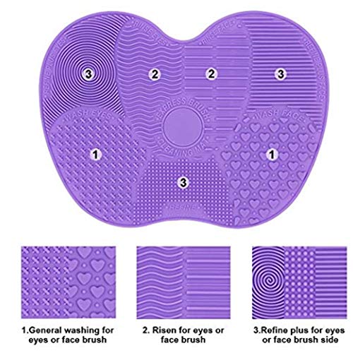 Rocita Limpiador de brochas,Estera de Cepillo Limpieza Cosmético Maquillaje Cepillo Limpiador Rápido Fácil Limpieza Silicona (violado)