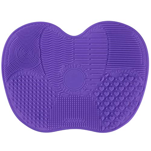 Rocita Limpiador de brochas,Estera de Cepillo Limpieza Cosmético Maquillaje Cepillo Limpiador Rápido Fácil Limpieza Silicona (violado)